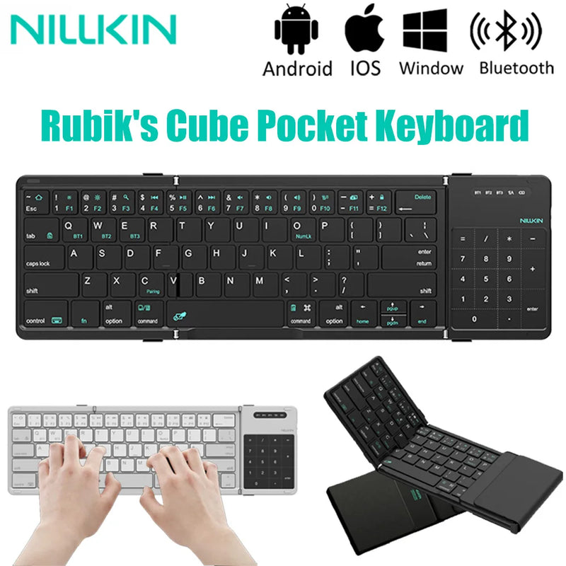 NILLKIN Foldable Bluetooth Wireless Game Keyboard with Touchpad for Android IOS Windows ipad Tablets Portable Pocket Keyboard